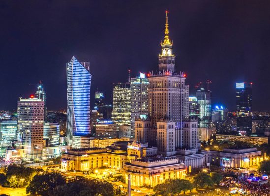 Warszawa Översikt på natten